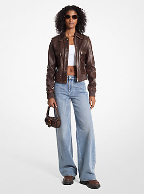 Burnished Leather Blouson Sleeve Jacket - Unbeatable Bargain on Timeless Style