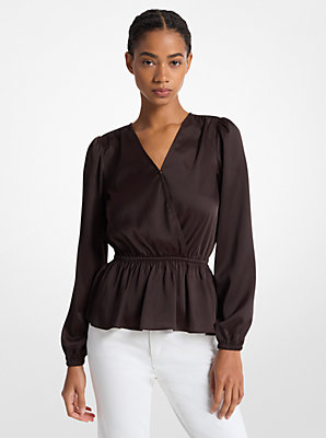 Crinkled Satin Long-Sleeve Top - Exclusive Deal on Crinkled Satin Comfort