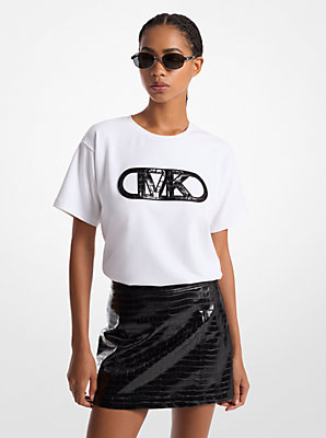 Crocodile Embossed Empire Monogram Stretch Cotton T-Shirt - Exclusive Deal on Fashionable Comfort.