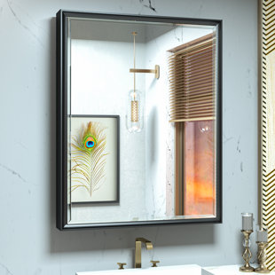 Cyrille Recessed & Surface Framed Medicine Cabinet with Mirror and Shelves - Best Clearance Deal