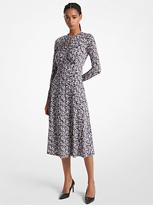 Embellished Floral Matte Jersey Keyhole Dress - Exclusive Deal on Clearance