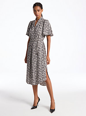 Floral Crepe Belted Dress - Best Clearance Deal on Women's Fashion.