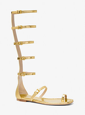 Juliette Metallic Python Embossed Leather Gladiator Sandal - Exclusive Deal on High Fashion Comfort