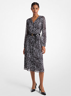 Kate Ocelot Print Georgette Dress - Flash Sale: Limited Time Offer on the Best Clearance Deal