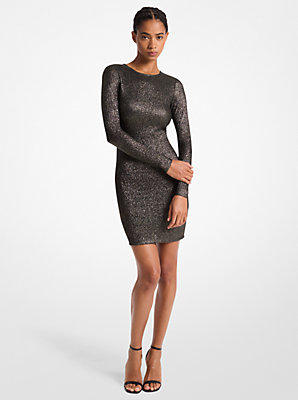Metallic Crinkled Jacquard Dress - Exclusive Deal Unbeatable Bargain on Glamorous Evening Wear