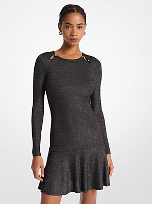 Metallic Knit Long Sleeve Dress - Exclusive Deal: Shine at Unbeatable Prices