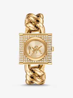 Mini Lock Pavé Gold-Tone Chain Watch - Flash Sale on the Timeless Beauty