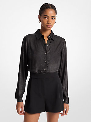 Mixed-Media Crinkled Satin Romper - Flash Sale: Unbeatable Crinkled Satin Comfort at Clearance Price