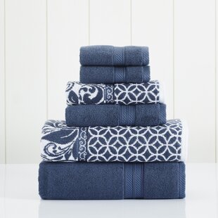 Modern Threads Trefoil Filigree 6-Piece Reversible Yarn Dyed Jacquard Towel Set - Bath Towels