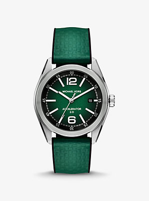 Oversized Accelerator 2.0 Silver-Tone and Textured Silicone Watch - Unbeatable Bargain