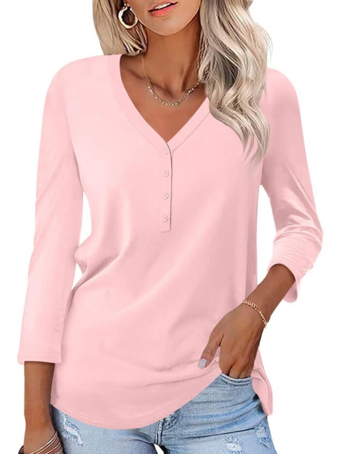 Pink V Neck Tee - Unbeatable Bargain on Trendy Tees