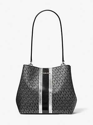 Pratt Medium Signature Logo and Metallic Shoulder Bag - Biggest Savings in Designer Handbags