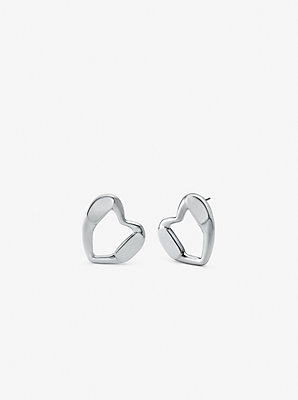 Precious Metal-Plated Brass Heart Stud Earrings - Exclusive Deal on Glamorous Heart-Shaped Earrings
