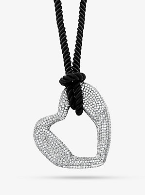 Precious Metal-Plated Brass Pavé Heart Necklace - Best Clearance Deal on Heartfelt Beauty
