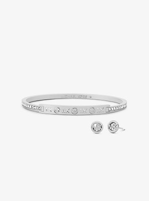 Precious Metal-Plated Brass Pavé Logo Engraved Jewelry Gift Set - Unbeatable Bargain Ever