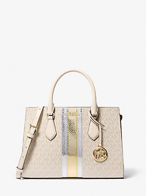 Sheila Medium Signature Logo and Metallic Satchel - Flash Sale: Exclusive Deal on Luxury Style.