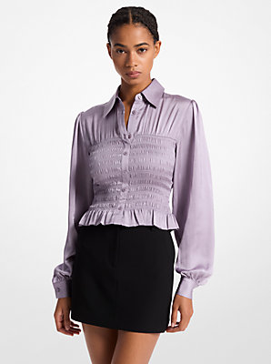 Smocked Crinkled Satin Shirt - Exclusive Deal on Crinkled Satin Comfort