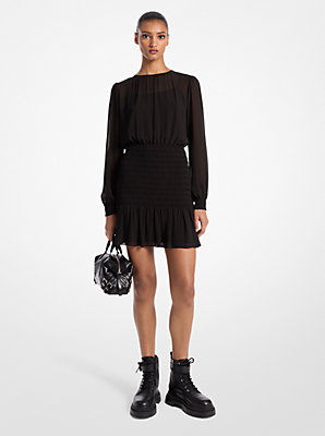 Smocked Georgette Long Sleeve Dress - Exclusive Deal on Clearance!